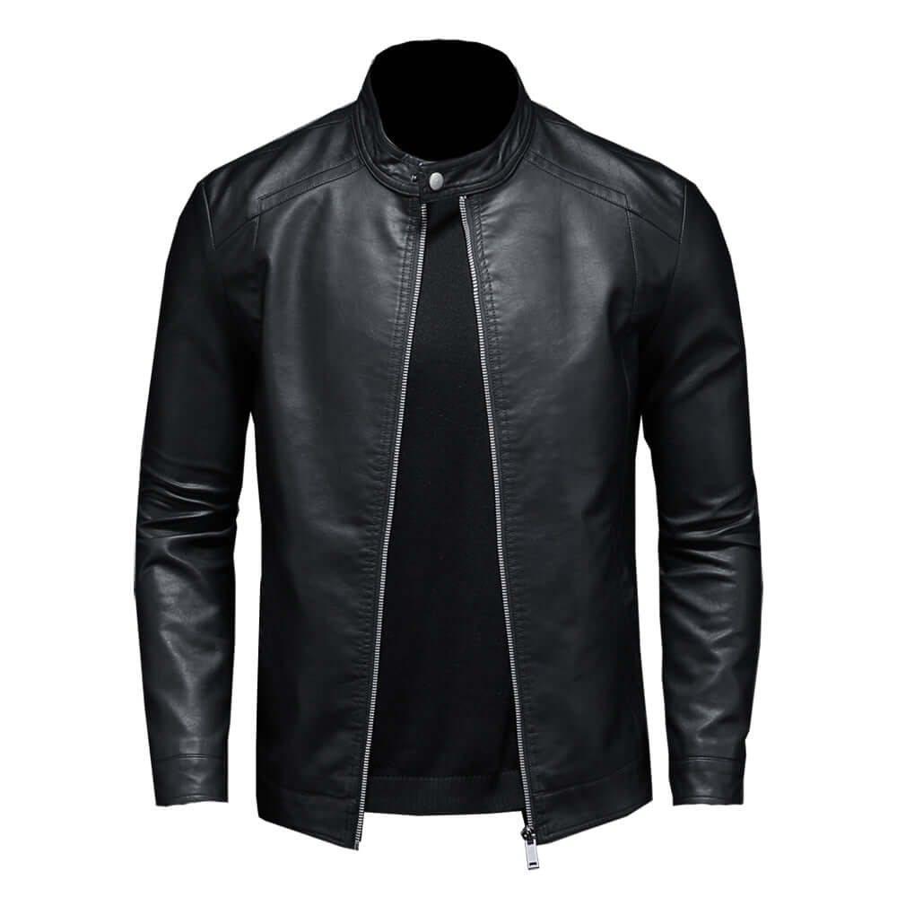 EB | Klassischer Stil Kunstleder Bikerjacke für Männer