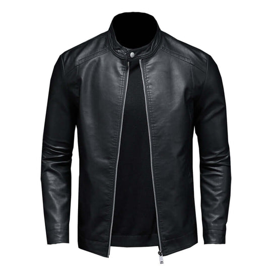 EB | Klassischer Stil Kunstleder Bikerjacke für Männer