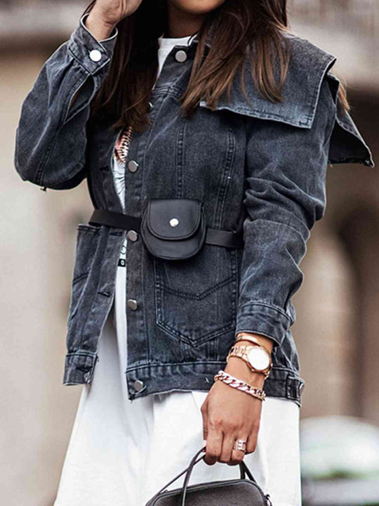 EB | Kragenhals Knopfverschluss Denimjacke