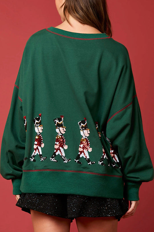 EB | Weihnachts Soldat Pailletten Langarm Freizeit Sweatshirt