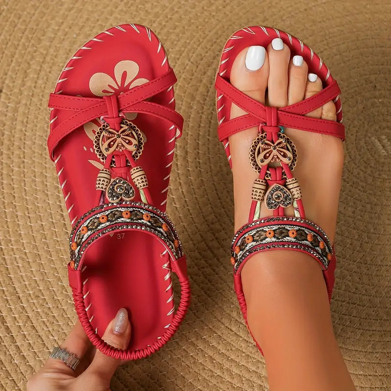 EB | Elegante Orthopädische Sandalen Schmetterling Strass