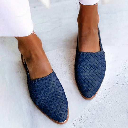 Vintage Geflochtene Spitzflache Schuhe EB