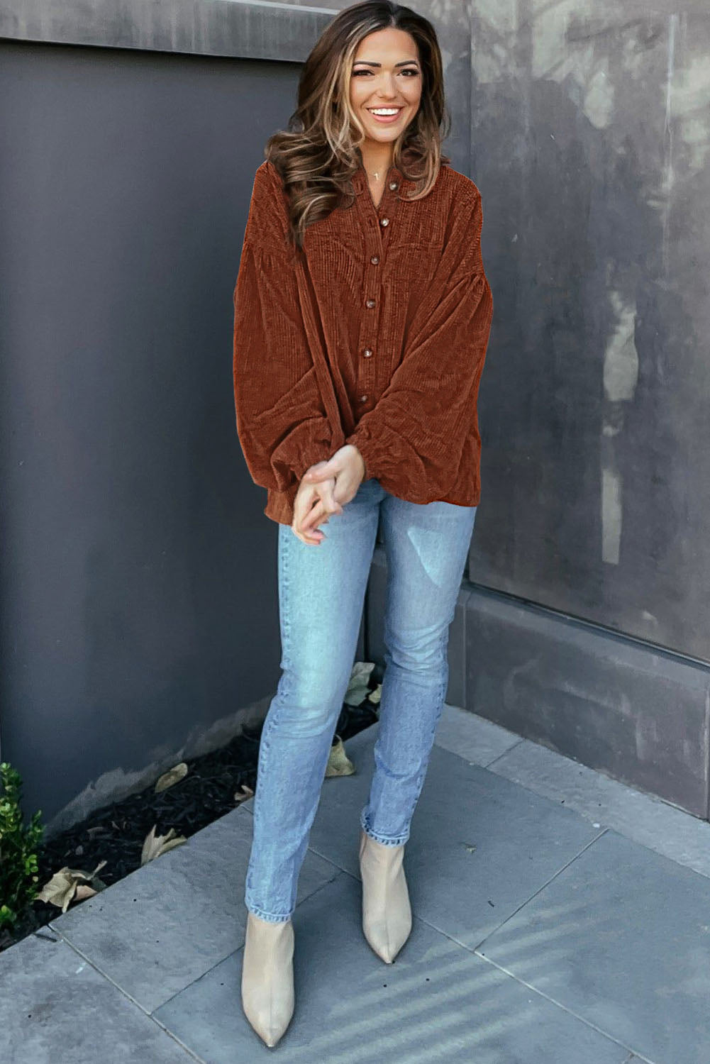 EB | Lockere Hemd Aus Cord Polyester Stilvoll und Bequem