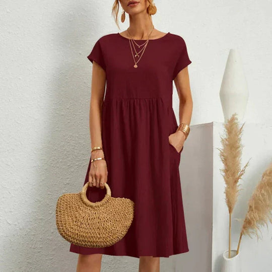 EB – baumwollkleid für damen mit rundem ausschnitt