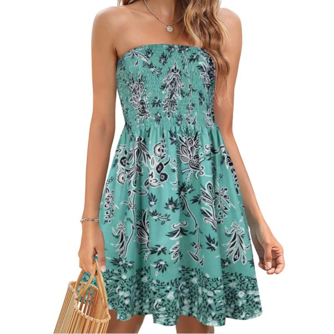 EB | Bedrucktes Strandurlaub sexy Tube Top Kleid