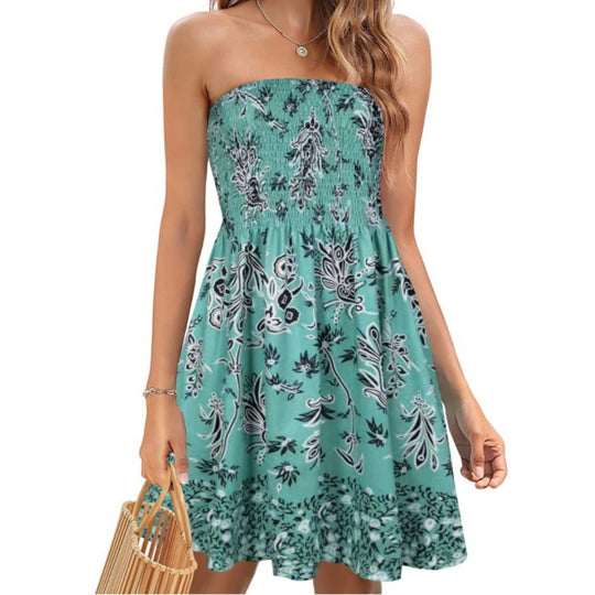 EB | Bedrucktes Strandurlaub sexy Tube Top Kleid