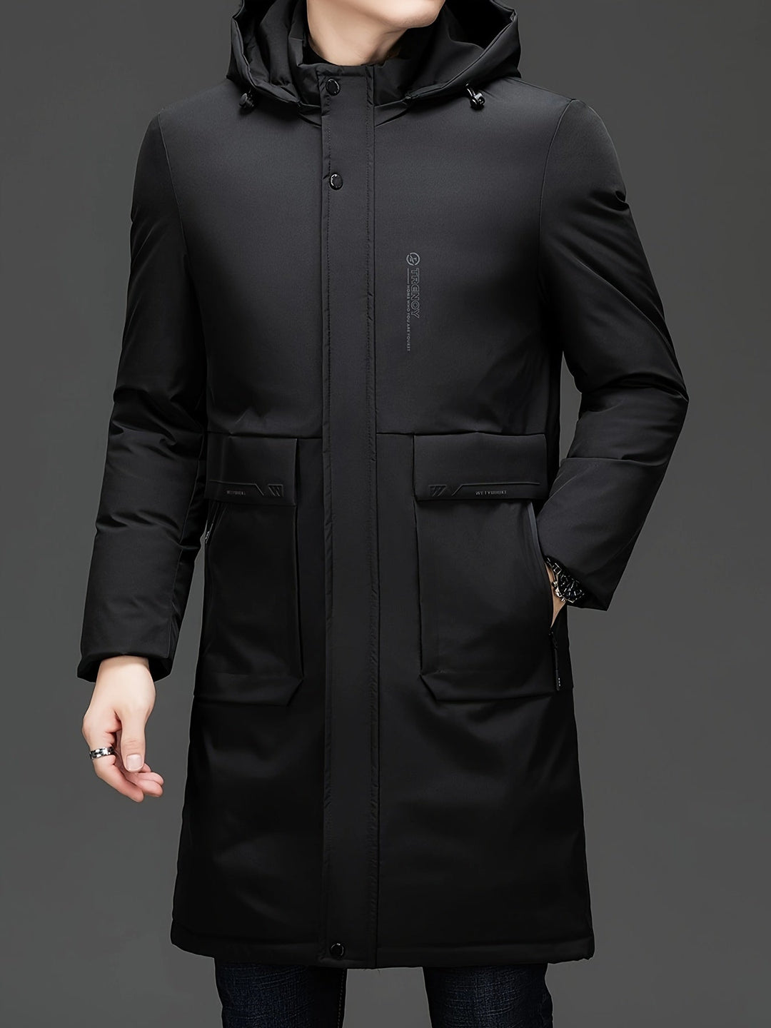 EB | Lange Winterjacke mit Kapuze Polyester Warm und Windabweisend