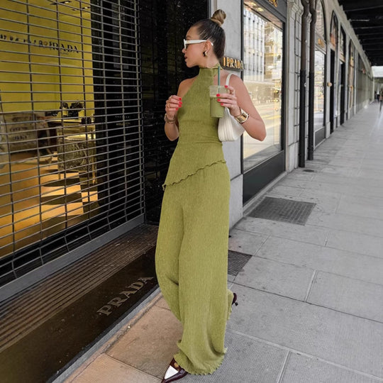 EB | Halsoberteil Hose mit weitem Bein zweiteiliges Set