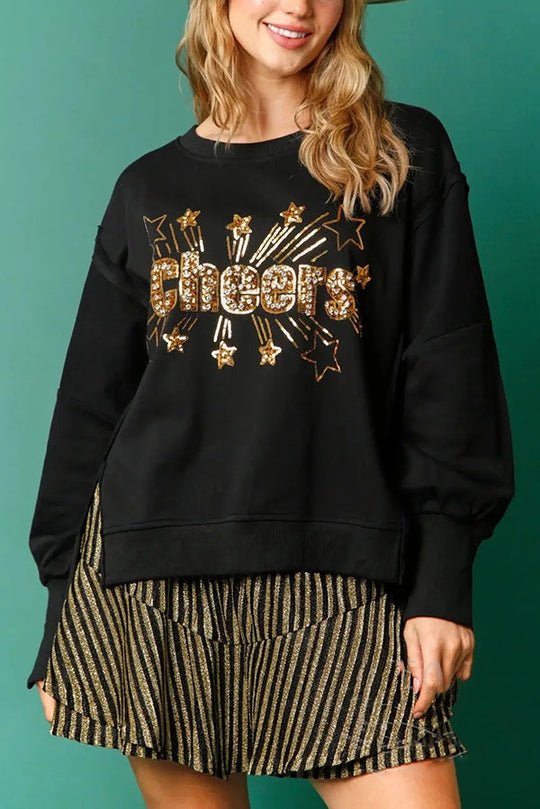 EB | Weihnachts-Pailletten-Lässiger Rundhals Langarm-Sweatshirt