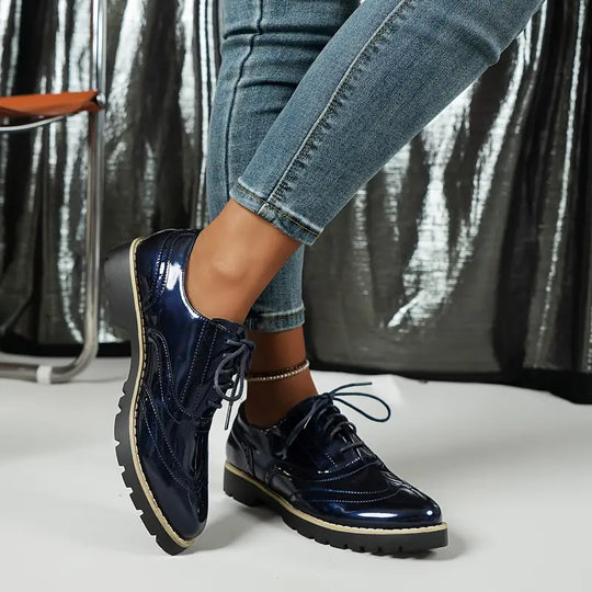 EB | Lackschuhe Im Oxford-Stil mit Klobiger Sohle für Damen