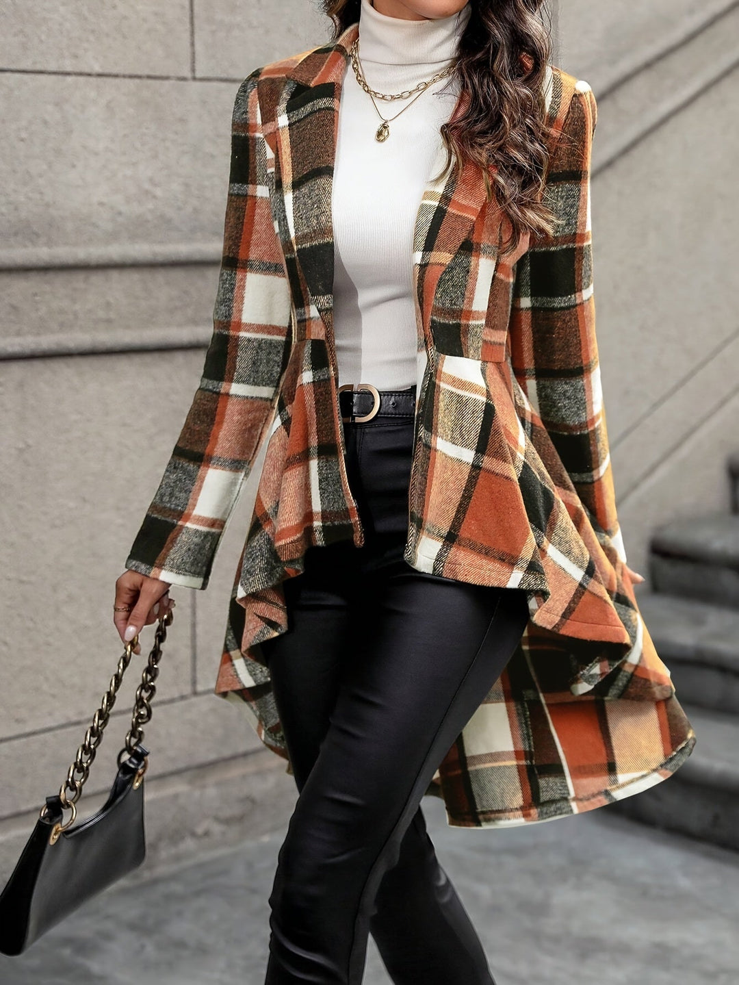 EB | Mantel Braun - Weiß - Elegante Herbstjacke