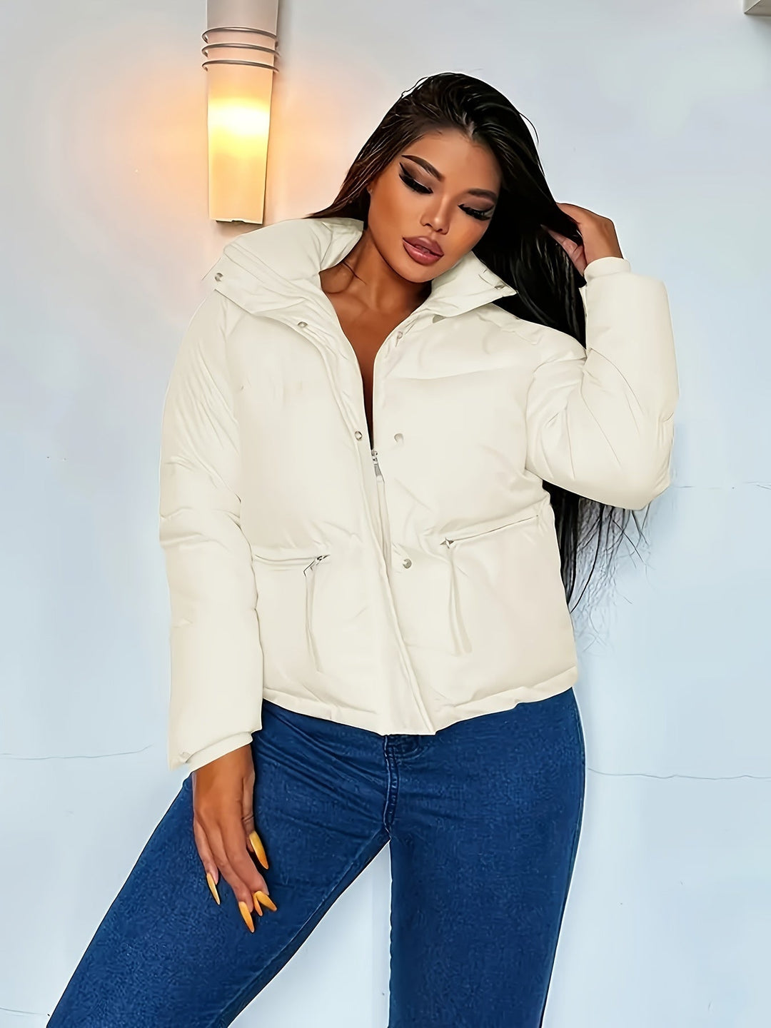 EB | Kurze Lässige Daunenjacke mit Reißverschluss für Damen Ideal für Herbst Winter