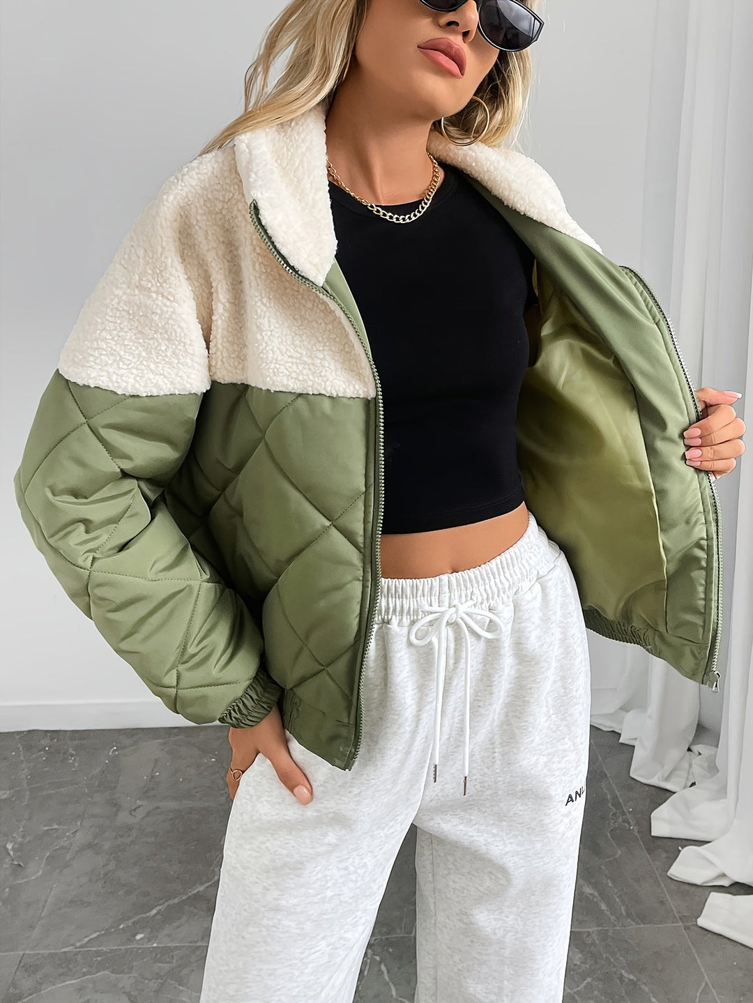 EB | Zwischenjacke Lässiger Rundhals Lange Ärmel Herbst/winter