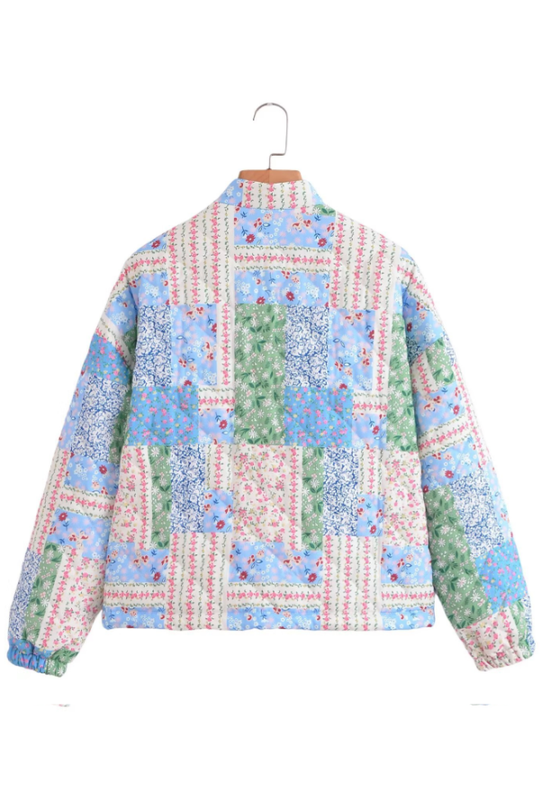 EB | Stehkragen Langarm Blumenmuster Baumwolljacke