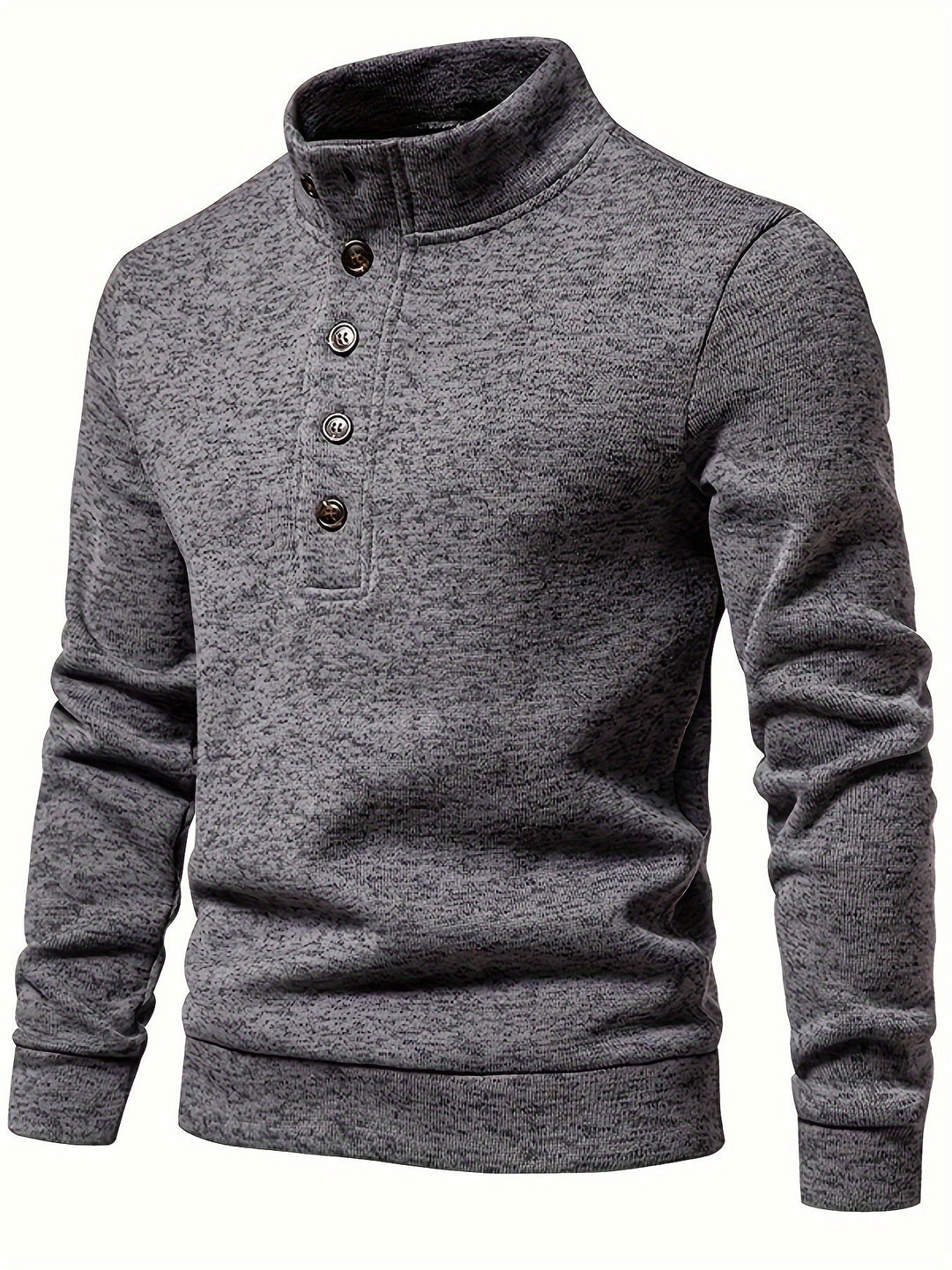 EB | Strickpullover mit Knöpfen und Hohem Kragen Bequem und Warm Acryl