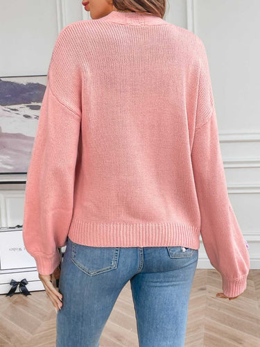 EB | Strickcardigan mit Blütendetails Offene Vorderseite Feminin und Stylisch