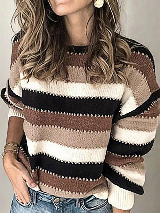 EB | Lockere Pullover mit Streifen in Übergröße