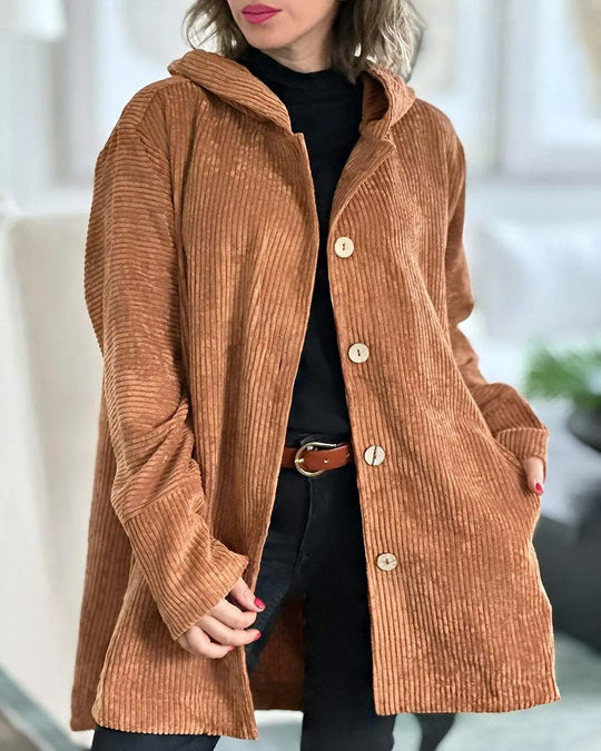EB | Lässige Cordjacke mit Kapuze für Damen