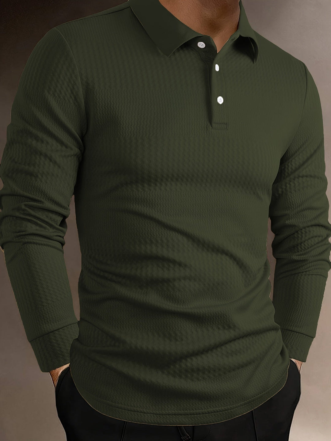 EB | Elegante Langärmelige Polo Texturiertes Design Stilvoll und Komfortabel