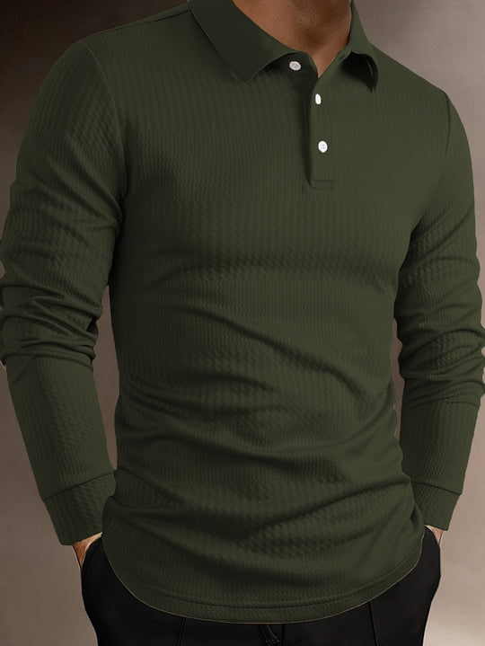 EB | Elegante Langärmelige Polo Texturiertes Design Stilvoll und Komfortabel