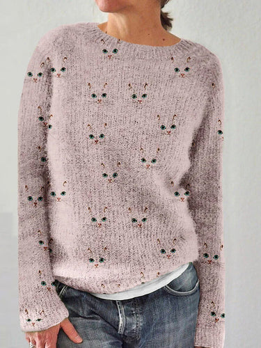 EB | Stilvolles Sweatshirt mit Katzenmuster
