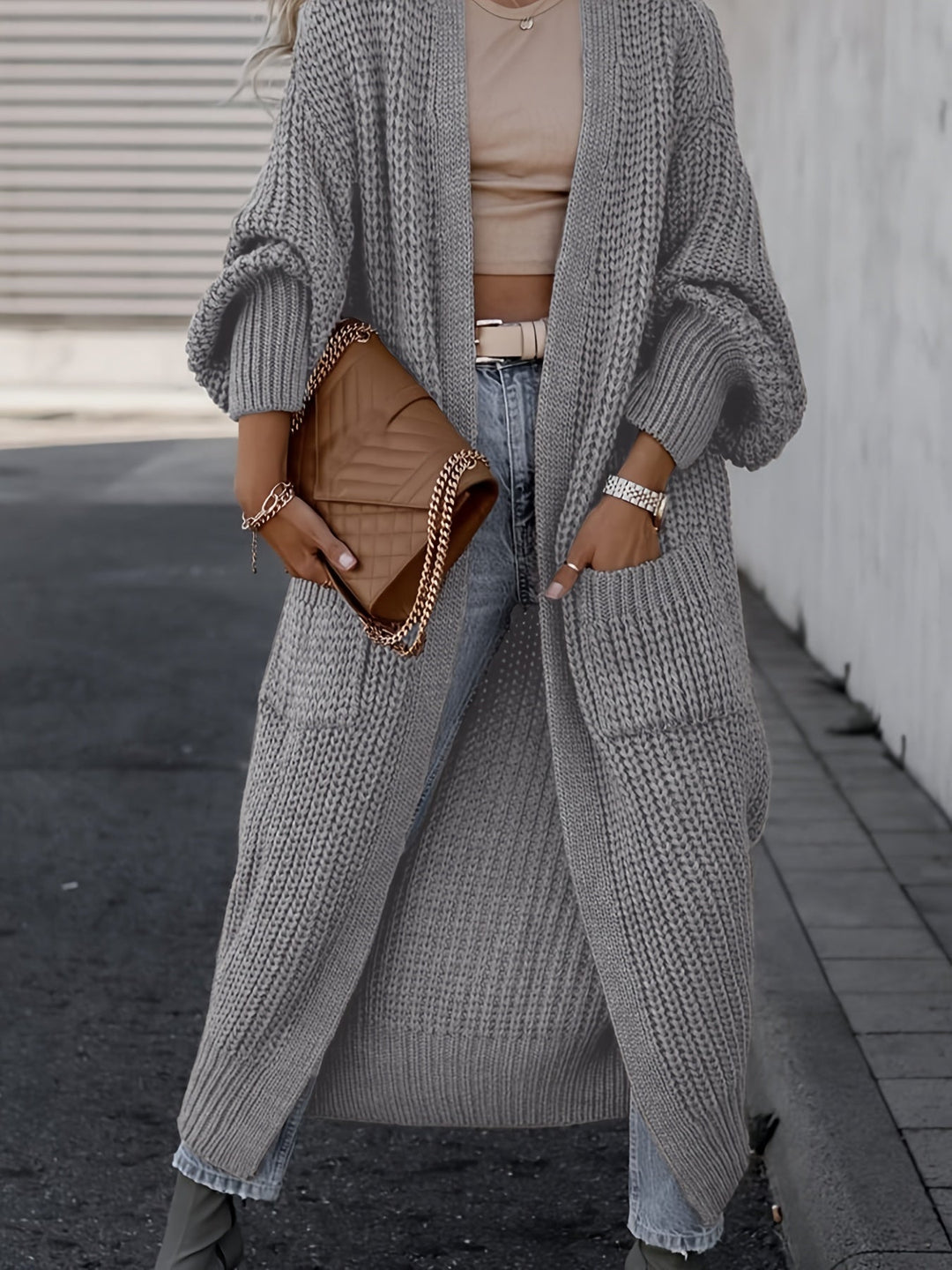 EB | Lässige Gestrickte Weste Mit Taschen