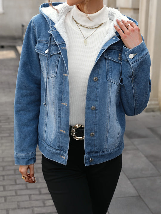 EB | Denimjacke mit Sherpa-futter und Kapuze Baumwolle/polyester Warm und Modern