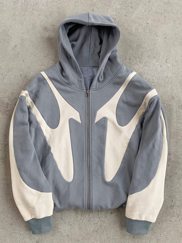 EB | Y2K Kontrastfarbe Übergroße Hoodie mit Langen Ärmeln für Herren