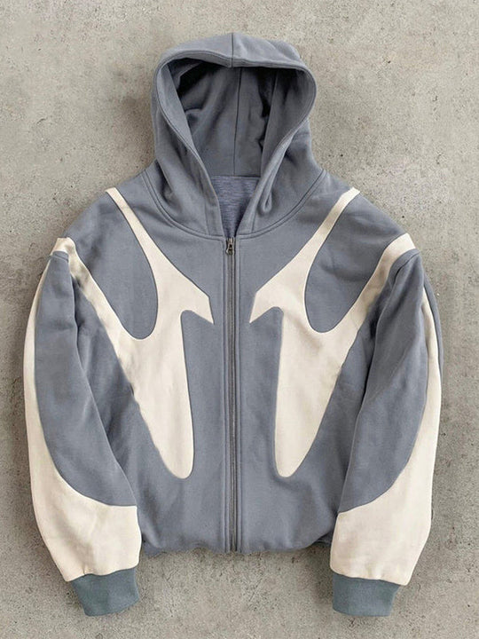 EB | Y2K Kontrastfarbe Übergroße Hoodie mit Langen Ärmeln für Herren