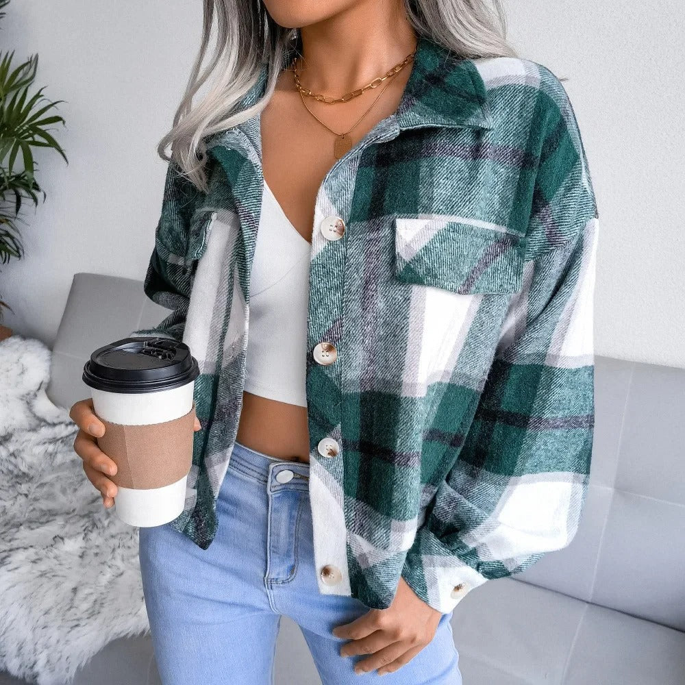 EB | Damen Sommerjacke mit Kariertem Muster, Schick und Bequem