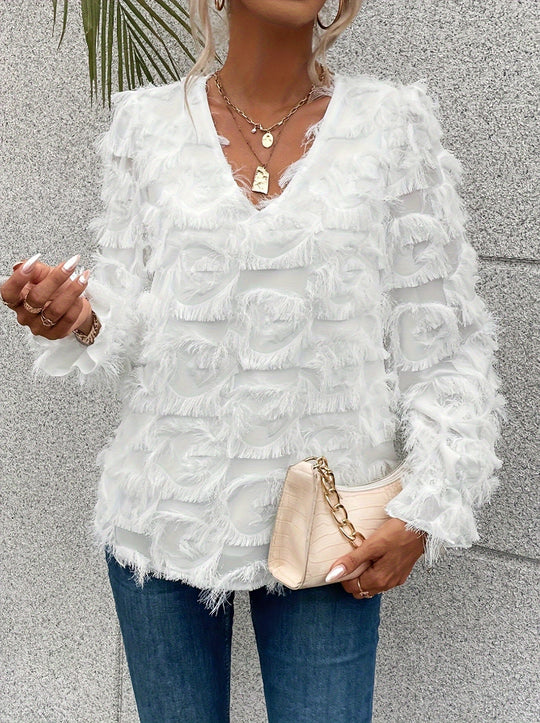 EB | Elegantes Top mit Fransen-details Polyester Stilvoll und Bequem