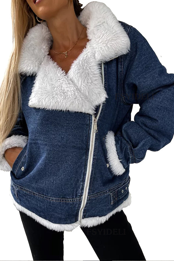 EB | Woll-Patchwork-Revers lockere lässige Jacke