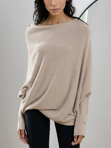 EB | Sweatshirt - Asymmetrisch Drapierter Off-Shoulder Pullover