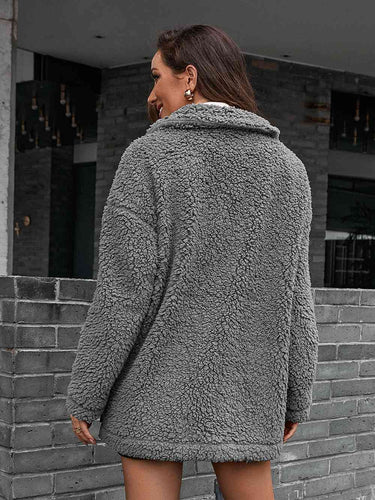 EB | Double Take Zip up Teddy Jacke mit Kragen