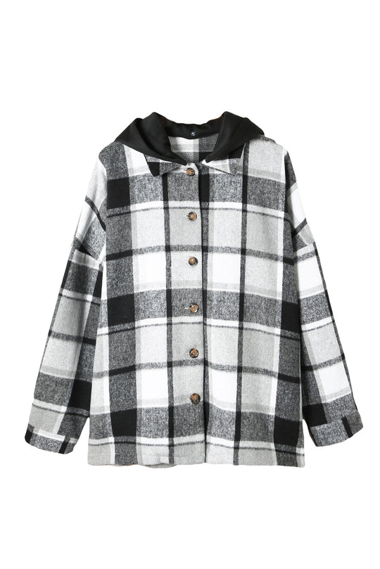 EB | Gitter Oversized Jacke mit Kapuze Lässiger Komfort Warm und Trendy