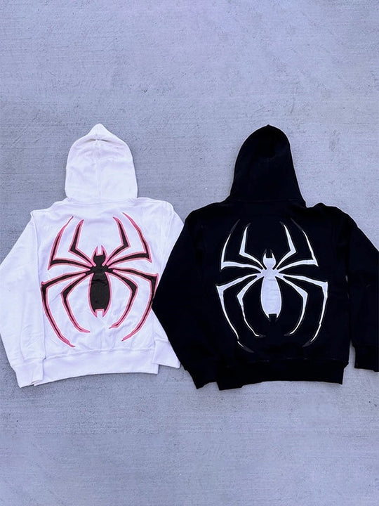 EB | Hoodie mit Reißverschluss Und Spinnenprint