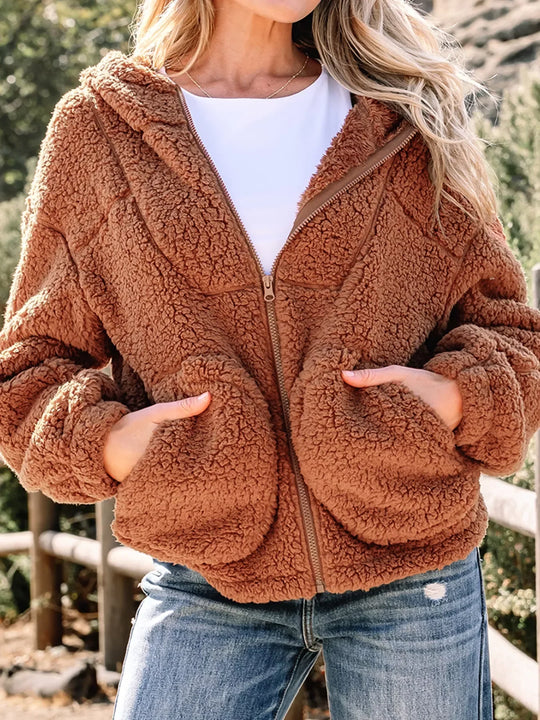 EB | Damen Relaxed Fit Zip Up Teddyjacke