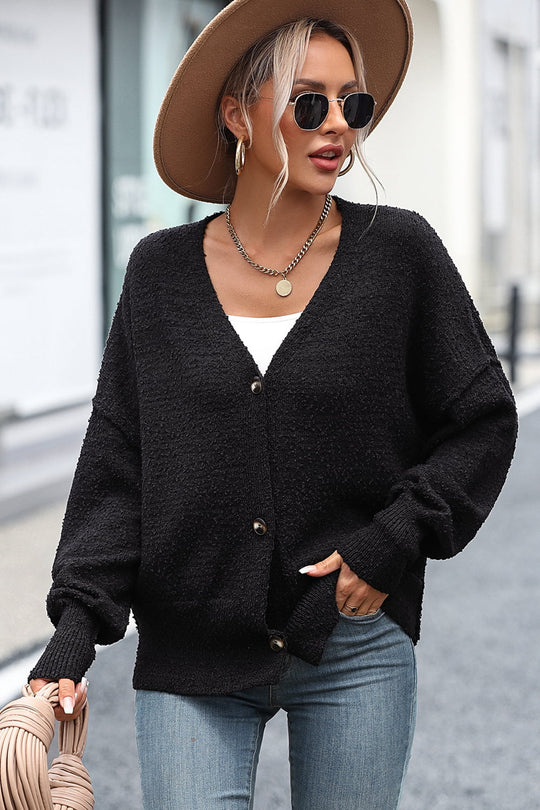 EB | Knopfleiste Cardigan mit fallen Schultern