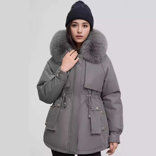 EB | Damen Winter Kunstpelzkragen Mantel