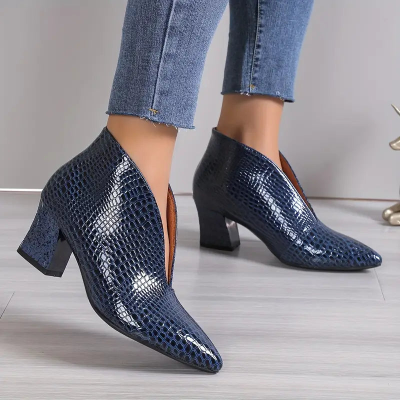 EB | Glänzende Croco Print Stiefeletten