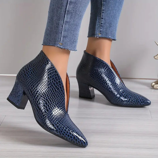 EB | Glänzende Croco Print Stiefeletten