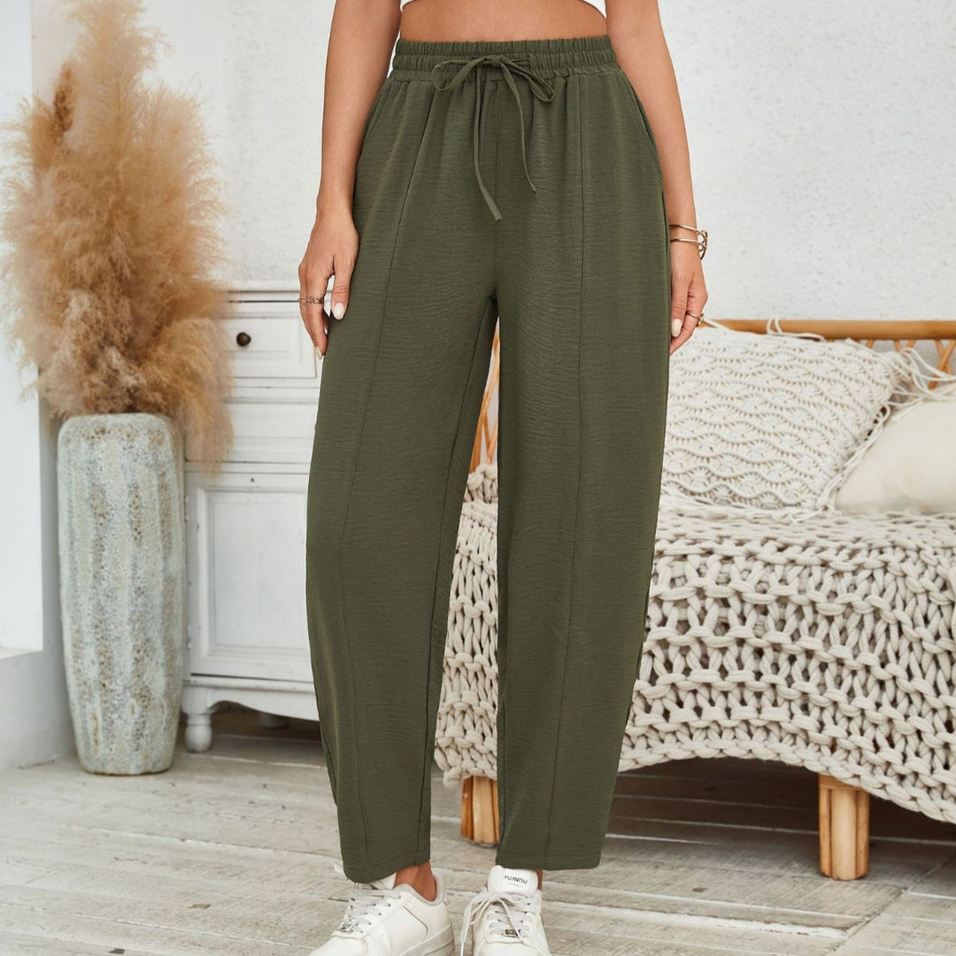 EB | Locker lässige Neun-Punkt-Hose mit Kordelzug und elastischer Taille