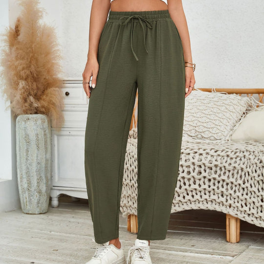 EB | Locker lässige Neun-Punkt-Hose mit Kordelzug und elastischer Taille