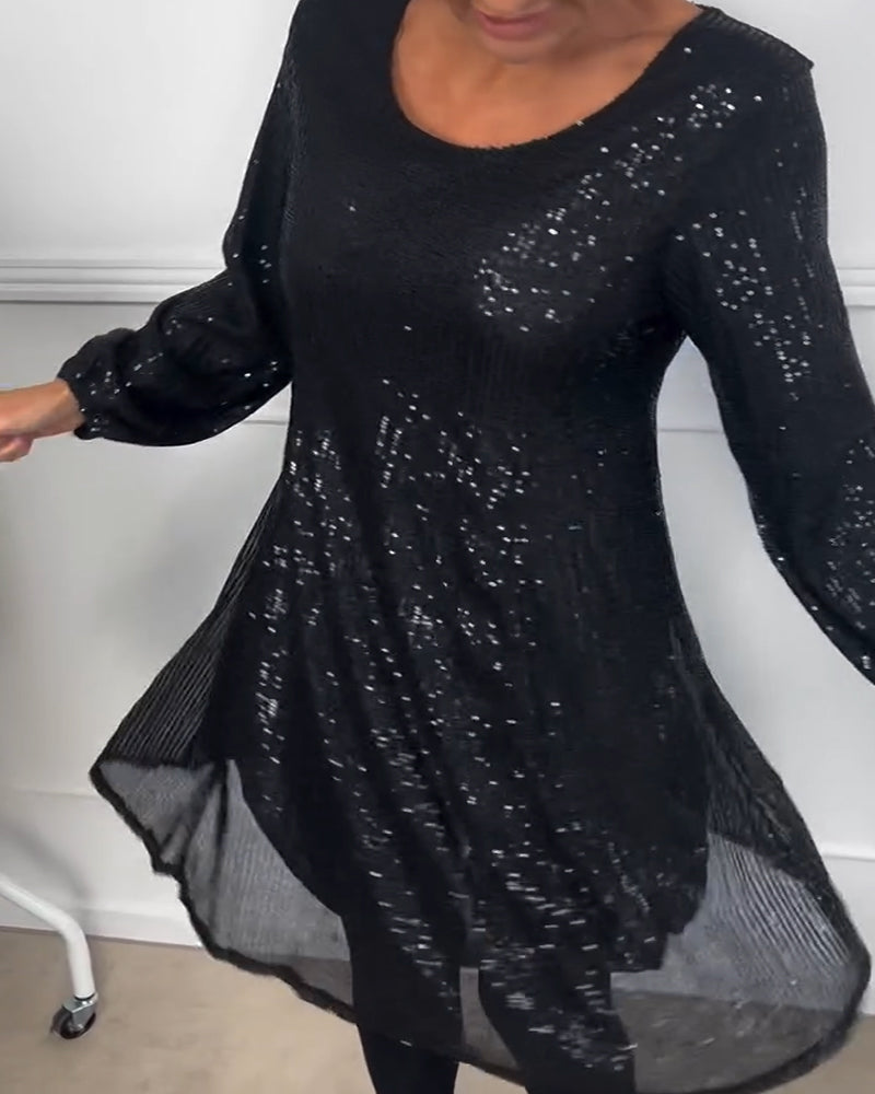 EB | Elegante Laterne Ärmel Pailletten A-Linie