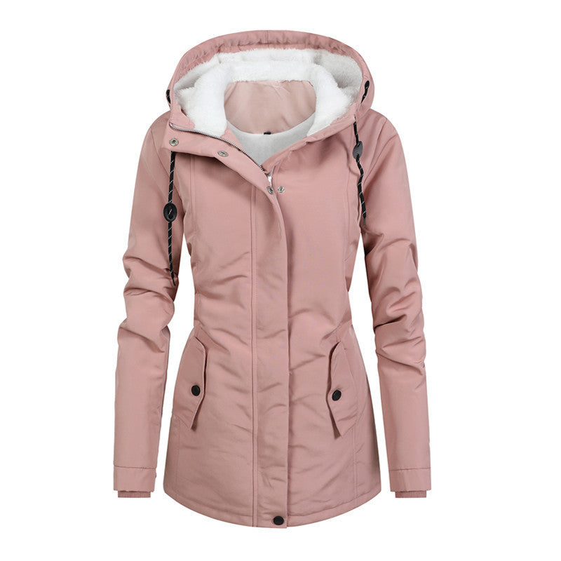EB | Damen Fleecejacke mit Kapuze und Kordelzug