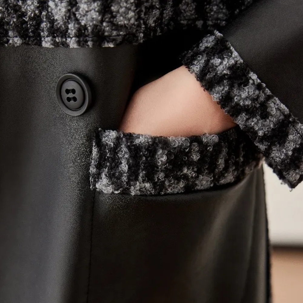 EB | Warmer schwarzer Damenmantel mit luxuriösem Finish