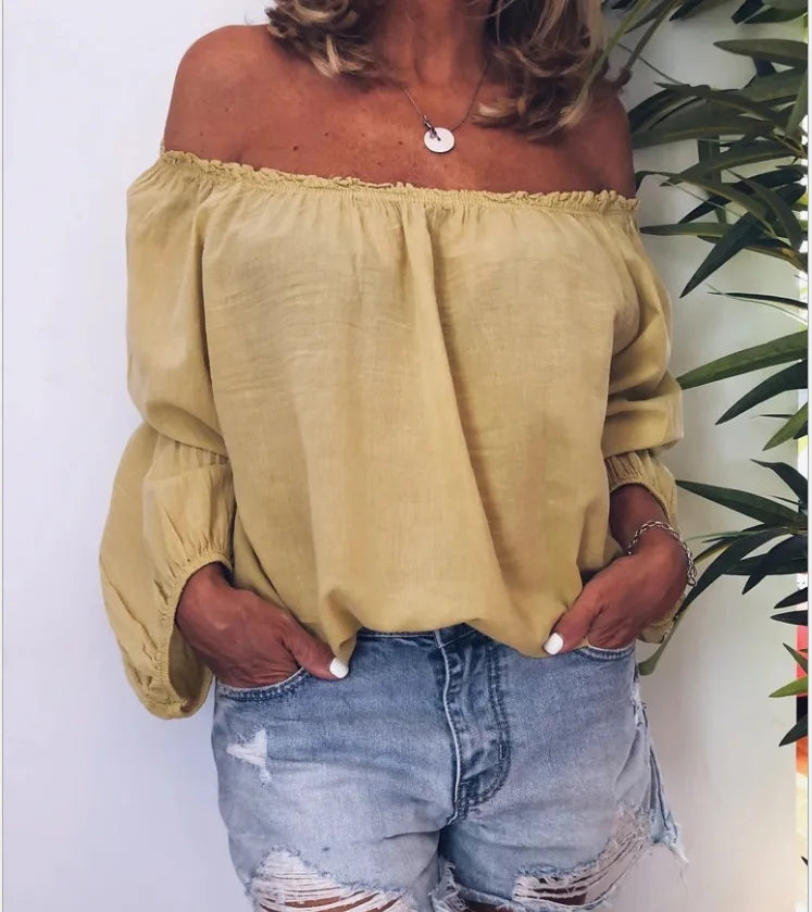 EB | Off Shoulder Bluse mit Eleganten Ballonärmeln