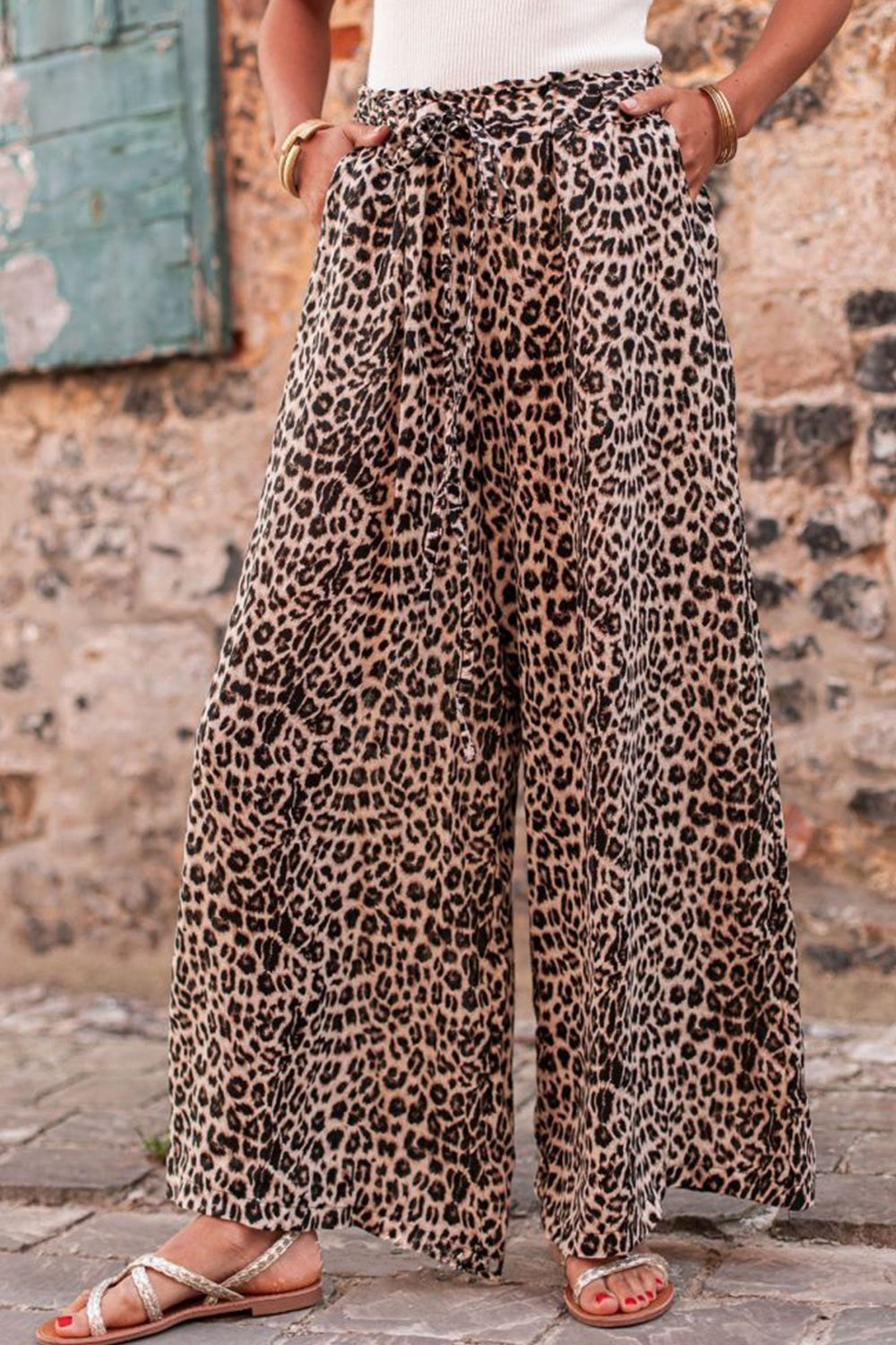 EB | Leopard Zugband Weite Beinform Pants