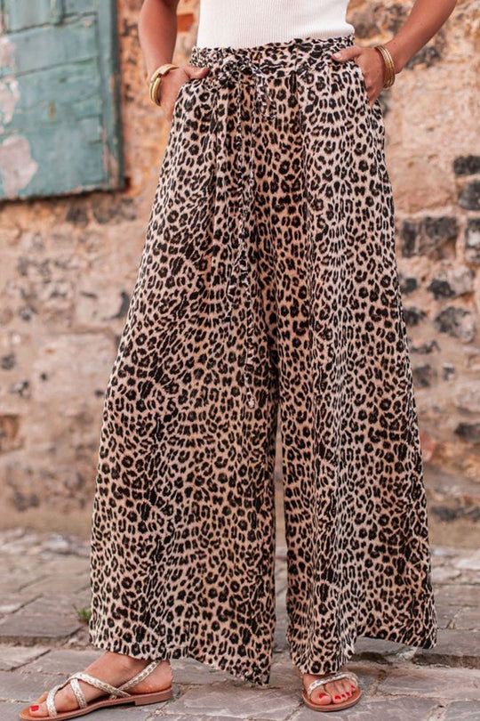 EB | Leopard Zugband Weite Beinform Pants
