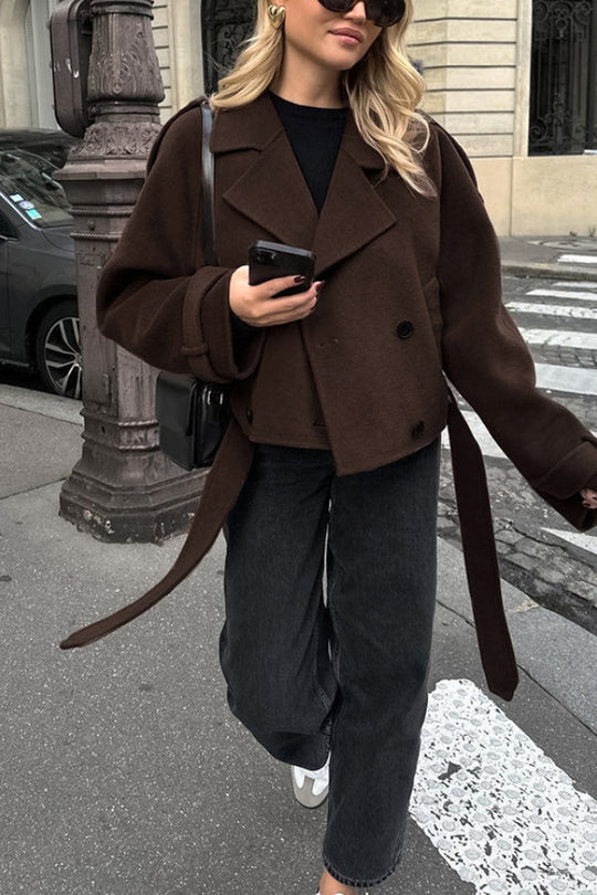 EB | Revers Temperament Doppelreiher Haar Wolljacke